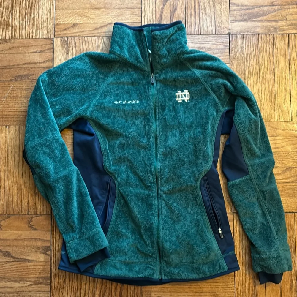 Columbia Navy and Green Notre Dame Zip Up Jacket - Picture 1 of 4